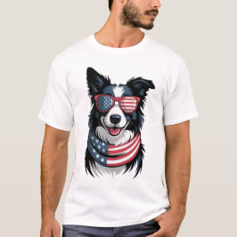 Patriotischer Border Collie T-Shirt