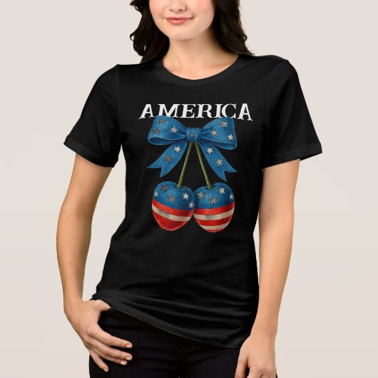Patriotischer Bow des amerikanischen Geistes Tri-Blend Shirt (Vorderseite)