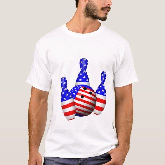 Patriotischer Bowlings-Ball T-Shirt (Vorderseite)