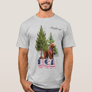 Patriotischer Braunbär mit amerikanischer Flagge i T-Shirt