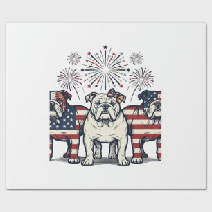 Patriotischer Bulldog-Feuerwerk-Vintage-Stich-Desi Geschenkpapier