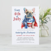 Patriotischer Bulldog Hund USA Flag 4. Juli Einladung (Stehend Vorderseite)