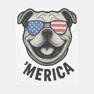 Patriotischer Bulldog 'MERICA � USA-Flagge-Sonnenb Fleecedecke