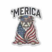 Patriotischer Bulldog 'Merica Vintage-Vector-Shirt Aufkleber (Vorderseite)
