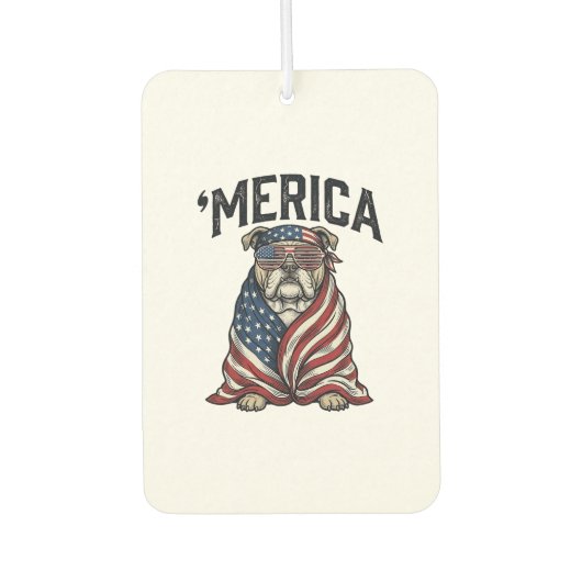 Patriotischer Bulldog 'Merica Vintage-Vector-Shirt Autolufterfrischer (Vorderseite)