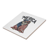 Patriotischer Bulldog 'Merica Vintage-Vector-Shirt Fliese (Seite)