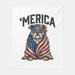 Patriotischer Bulldogge 'Merica Vintage Vector-Shi Fleecedecke