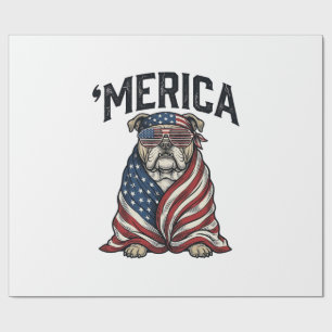 Patriotischer Bulldogge 'Merica Vintage Vector-Shi Geschenkpapier
