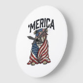 Patriotischer Bulldogge 'Merica Vintage Vector-Shi Große Wanduhr (Winkel)