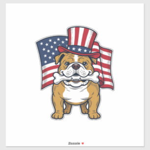 Patriotischer Bulldogge Mit Flagge Vektor Design_1 Aufkleber