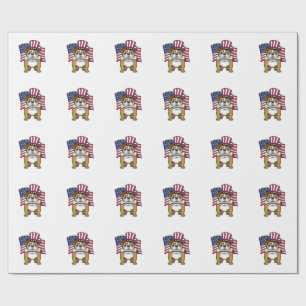 Patriotischer Bulldogge Mit Flagge Vektor Design_1 Geschenkpapier