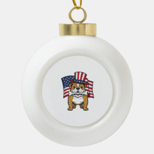 Patriotischer Bulldogge Mit Flagge Vektor Design_1 Keramik Kugel-Ornament