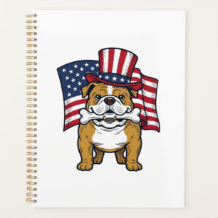 Patriotischer Bulldogge Mit Flagge Vektor Design_1 Planer