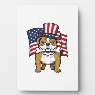 Patriotischer Bulldogge Mit Flagge Vektordesign_1 Fotoplatte