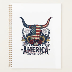 Patriotischer Bullenschädel Amerika Vintage 4. Jul Planer