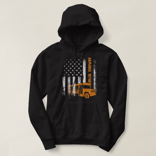 Patriotischer Busfahrer USA American Flag School B Hoodie (Design vorne)