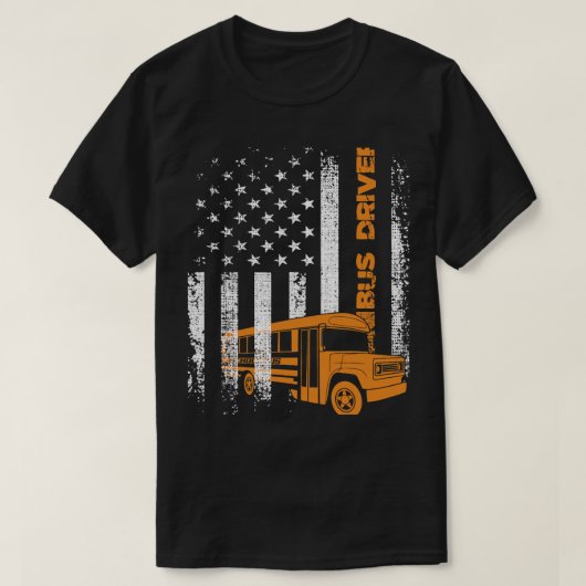 Patriotischer Busfahrer USA American Flag School B T-Shirt (Design vorne)
