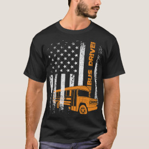 Patriotischer Busfahrer USA American Flag School B T-Shirt