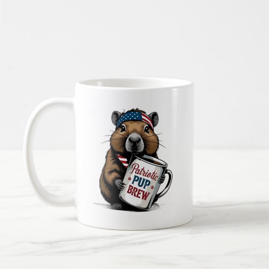 Patriotischer Capybara-Kaffeebecher Kaffeetasse (Links)