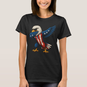 Patriotischer Cartoon Dabbing Bald Adler 4. Juli T-Shirt