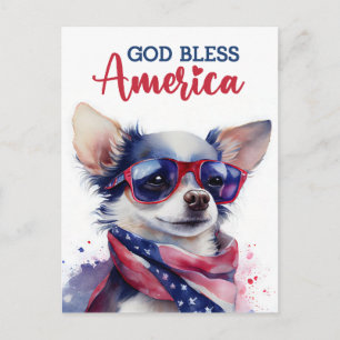 Patriotischer Chihuahua, Gott segne Amerika Postka Postkarte