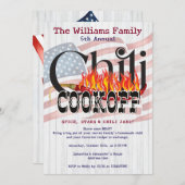Patriotischer Chili Cookoff Rustikales Flag Party Einladung (Vorne/Hinten)
