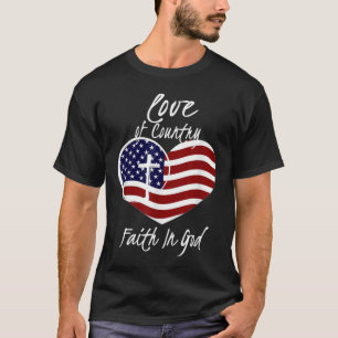 Patriotischer Christlicher Glaube an Gott Herzkreu T-Shirt