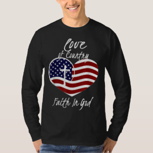 Patriotischer Christlicher Glaube an Gott Herzkreu T-Shirt