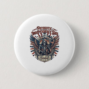 Patriotischer Chrome-Reaper-Dunkler-Patriot-Skelet Button