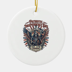 Patriotischer Chrome-Reaper-Dunkler-Patriot-Skelet Keramik Ornament