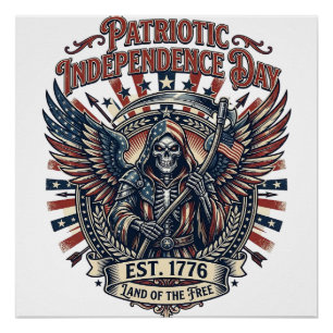 Patriotischer Chrome-Reaper-Dunkler-Patriot-Skelet Poster