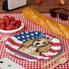 Patriotischer Cocker Spaniel Papier Teller