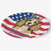 Patriotischer Cocker Spaniel Papier Teller (Schrägansicht)