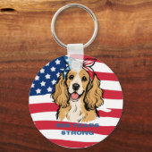 Patriotischer Cocker Spaniel Schlüsselanhänger (Vorderseite)