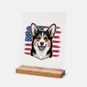 Patriotischer Corgi Amerikanische Flagge Vintage-V Acrylschild (Winkel)