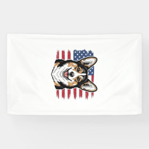 Patriotischer Corgi Amerikanische Flagge Vintage V Banner