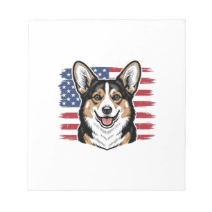 Patriotischer Corgi Amerikanische Flagge Vintage V Notizblock