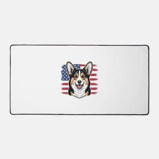 Patriotischer Corgi Amerikanische Flagge Vintage V Schreibtischunterlage (Vorderseite)