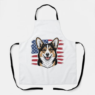 Patriotischer Corgi Amerikanische Flagge Vintage V Schürze