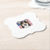 Patriotischer Corgi Amerikanische Flagge Vintage V Untersetzer (angewinkelt)
