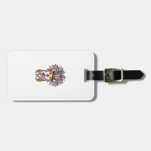 Patriotischer Corgi Feuerwerk Hund Vektor Design_1 Gepäckanhänger