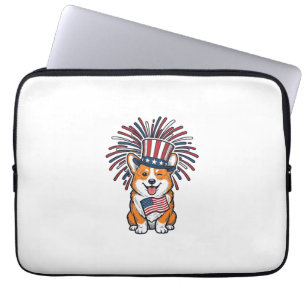 Patriotischer Corgi Feuerwerk Hund Vektor Design_1 Laptopschutzhülle