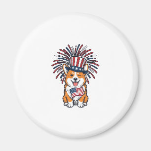 Patriotischer Corgi Feuerwerk Hund Vektor Design_1 Magnet