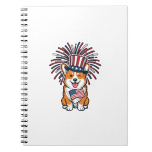 Patriotischer Corgi Feuerwerk Hund Vektor Design_1 Notizblock