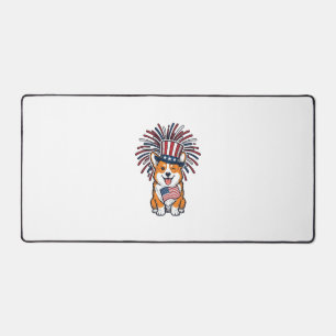 Patriotischer Corgi Feuerwerk Hund Vektor Design_1 Schreibtischunterlage