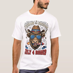 Patriotischer Cowboy-Kuh Vintage 4. Juli Western T T-Shirt