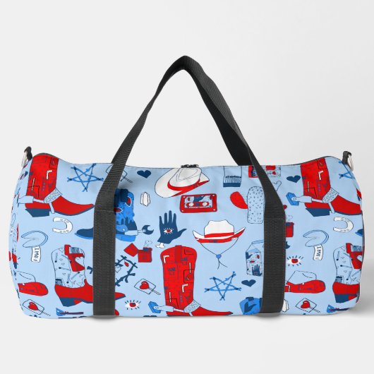 patriotischer Cowboy-Wikingermädchen-Western Duffle Bag (Vorderseite)