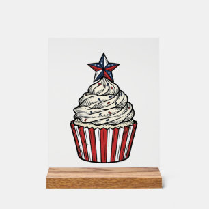 Patriotischer Cupcake Vintage Gravur Fourth of Jul Acrylschild