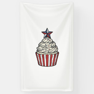 Patriotischer Cupcake Vintage Gravur Fourth of Jul Banner