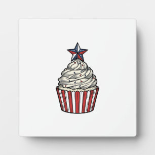 Patriotischer Cupcake Vintage Gravur Fourth of Jul Fotoplatte